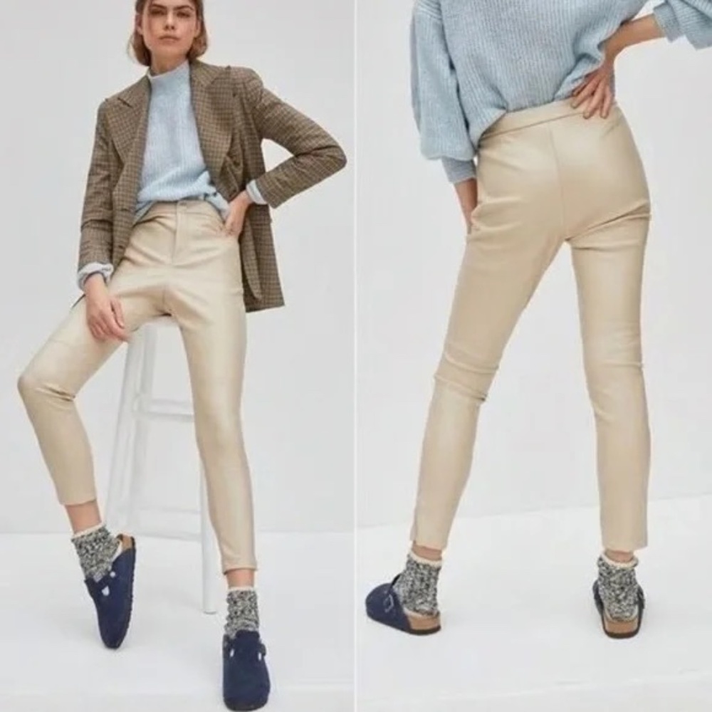NWT Anthropologie Ivory Avec Les Filles Arden Vegan Leather Pants Medium